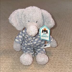 Jellycat Bedtime Elephant soft toy in blue-grey elephant pajamas. RETIRED